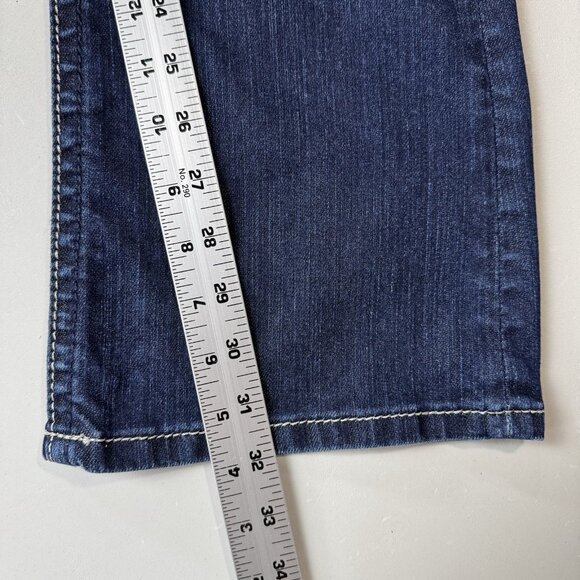 Miss Me Jeans Womens 29 Blue Boot Low Rise Stretch Dark Wash Denim Rhinestones - Picture 11 of 13